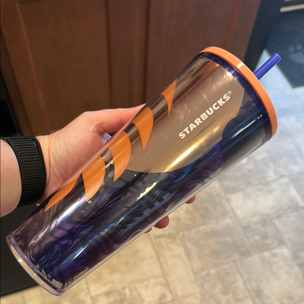 Starbucks Tumbler with Orange and Purple Accents